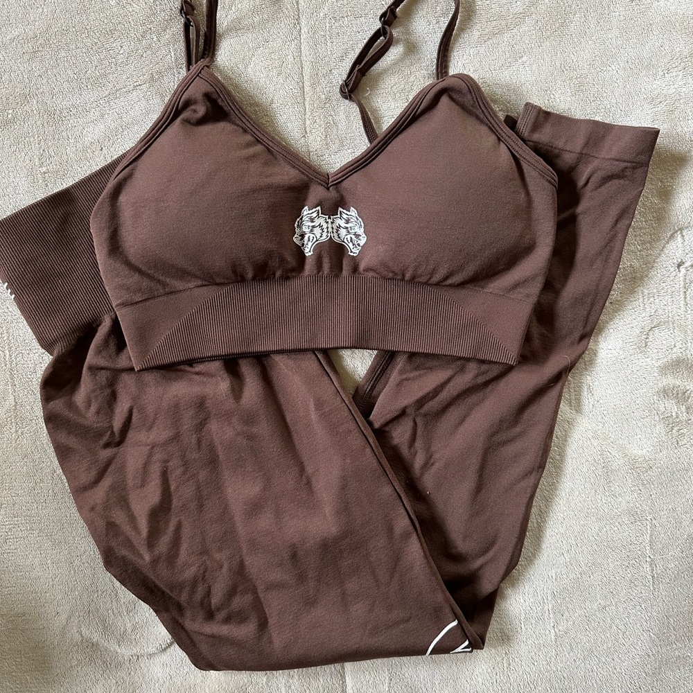 DARC SPORT SEAMLESS LEGGING SET BROWN SIZE L